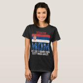 ヴィンテージセルビア母セルビア国旗デザイン母ダ Tシャツ (正面フル)