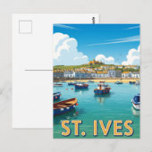 ヴィンテージセントイヴスコーンウォールイングランドトラベル ポストカード (正面/裏面)