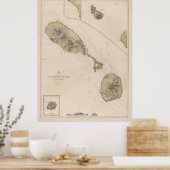 ヴィンテージセントクリストファー・ネイビスの地図(1872) ポスター (キッチン)