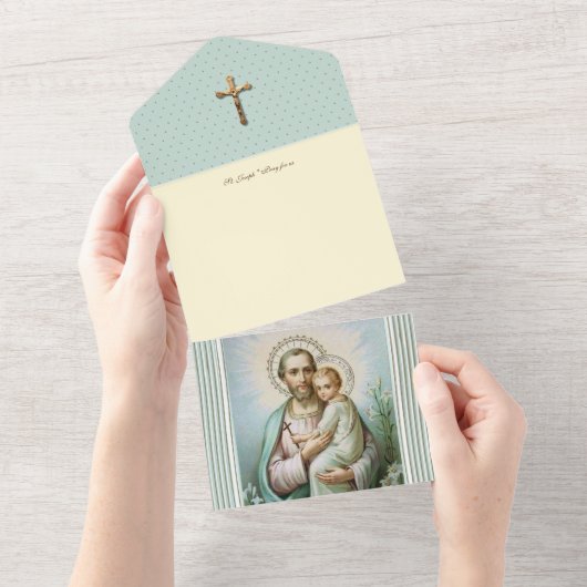 ヴィンテージセントジョゼフイエス宗教聖なる書物、 経典 オールインワン招待状 (貼ってはがせる)