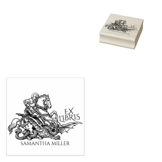 ヴィンテージセントジョージドラゴEx Libris Libraryブック ラバースタンプ (押印)