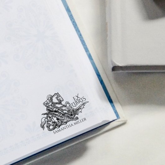 ヴィンテージセントジョージドラゴEx Libris Libraryブック ラバースタンプ