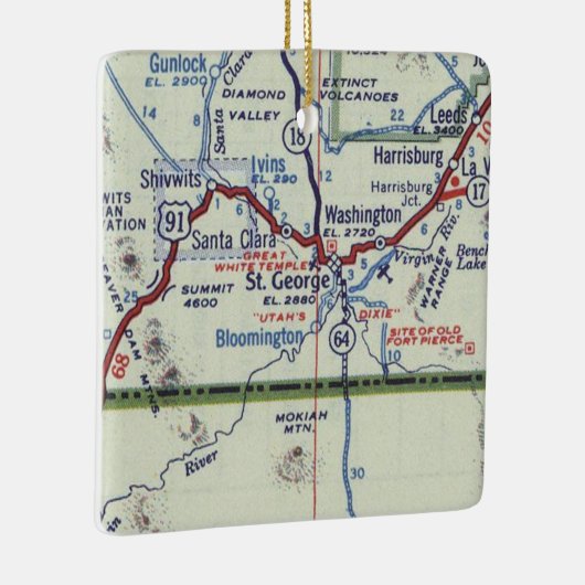 ヴィンテージセントジョージユタ地図 セラミックオーナメント (右)