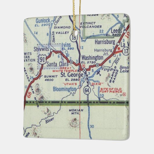ヴィンテージセントジョージユタ地図 セラミックオーナメント (左)