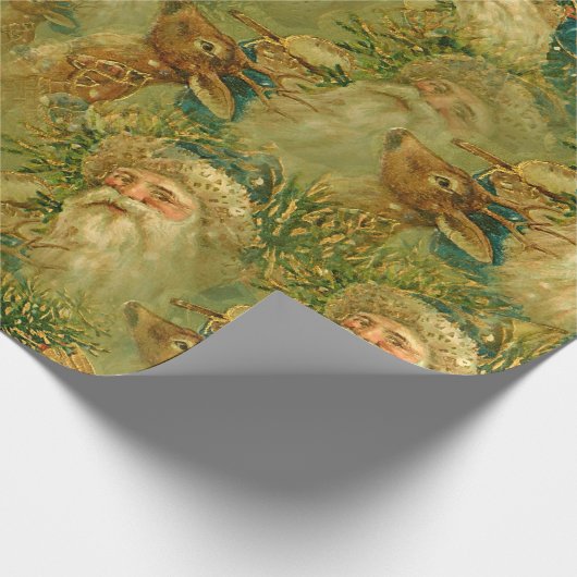 ヴィンテージセントニコラスサンタクロースのクリスマスプレゼント ラッピングペーパー (角)