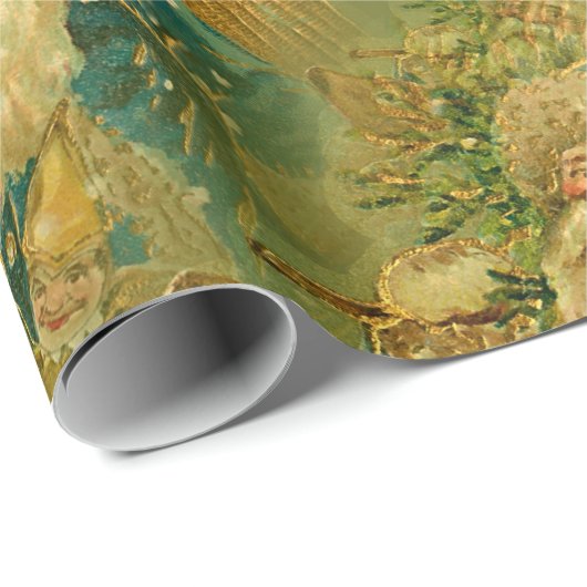 ヴィンテージセントニコラスサンタクロースのクリスマスプレゼント ラッピングペーパー (ロールコーナー)