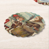 ヴィンテージセントニコラス贈り物のクリ子供へスマス ペーパーコースター (アングル)