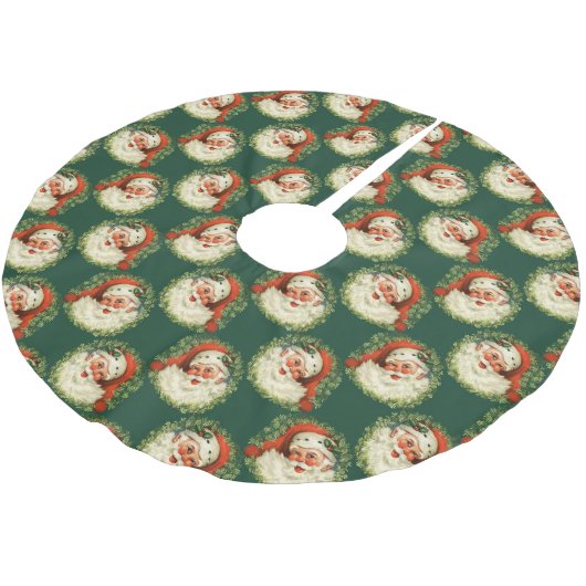 ヴィンテージセントニックサンタクロスクリスマスホリデー ブラッシュドポリエステルツリースカート (アングル)