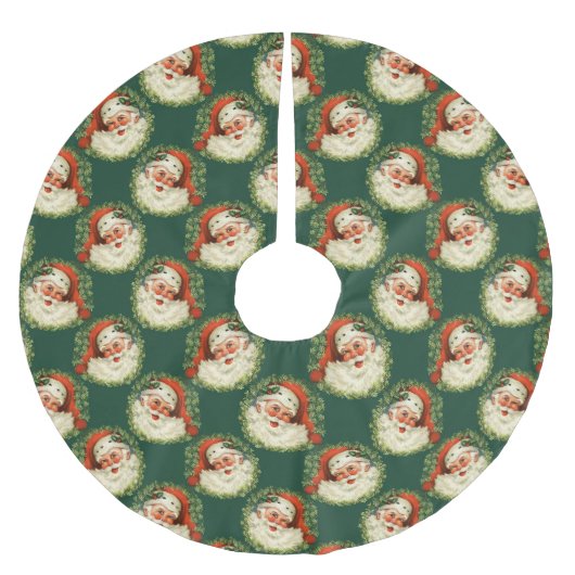 ヴィンテージセントニックサンタクロスクリスマスホリデー ブラッシュドポリエステルツリースカート (正面)