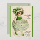 ヴィンテージセントパトリックの女の子をボンネットに ポストカード (正面/裏面)