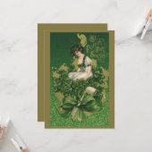 ヴィンテージセントパトリックの日のお土産アイリッシュグラス カード (正面/裏面インサイチュ)