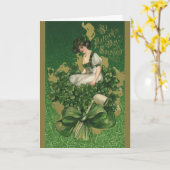 ヴィンテージセントパトリックの日のお土産アイリッシュグラス カード (黄色い花)