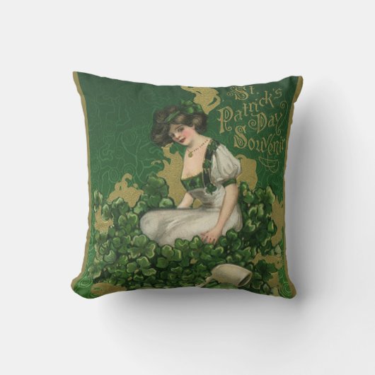 ヴィンテージセントパトリックの日のお土産アイリッシュグラス クッション (正面)
