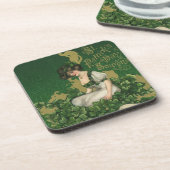 ヴィンテージセントパトリックの日のお土産アイリッシュグラス コースター (左側)