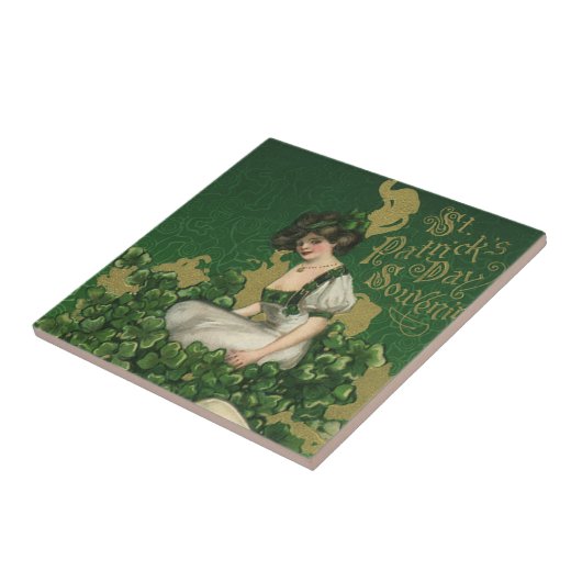 ヴィンテージセントパトリックの日のお土産アイリッシュグラス タイル (側面)