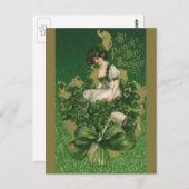 ヴィンテージセントパトリックの日のお土産アイリッシュグラス ポストカード (正面/裏面)