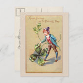 ヴィンテージセントパトリックの日の幸運シャムロック ポストカード (正面/裏面)