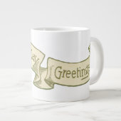 ヴィンテージセントパトリックの日の挨拶ゴールデンバナー ジャンボコーヒーマグカップ (正面右)