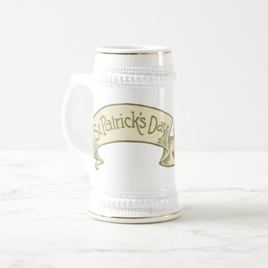 ヴィンテージセントパトリックの日の挨拶ゴールデンバナー ビールジョッキ (正面左)