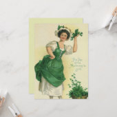 ヴィンテージセントパトリックの日アイルランドのクラスとクローバー カード (正面/裏面インサイチュ)