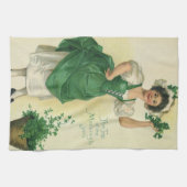 ヴィンテージセントパトリックの日アイルランドのクラスとクローバー キッチンタオル (横)