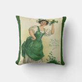 ヴィンテージセントパトリックの日アイルランドのクラスとクローバー クッション (正面)