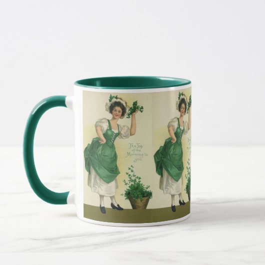 ヴィンテージセントパトリックの日アイルランドのクラスとクローバー マグカップ (左)