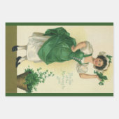 ヴィンテージセントパトリックの日アイルランドのクラスとクローバー ラッピングペーパーシート (正面2)