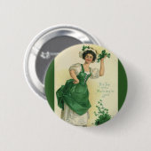 ヴィンテージセントパトリックの日アイルランドのクラスとクローバー 缶バッジ (正面&裏面)