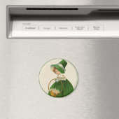 ヴィンテージセントパトリックの日アイルランドの少女の緑 マグネット (インサイチュ (食洗機))