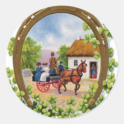 ヴィンテージセントパトリックの日ステッカー ラウンドシール (正面)