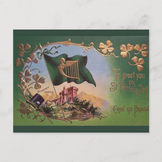 ヴィンテージセントパトリックの日ブラニー城 ポストカード (正面)