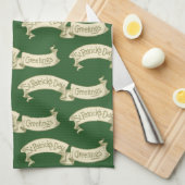 ヴィンテージセントパトリックデーのグリーティングゴールデンバナー キッチンタオル (四つ折り)