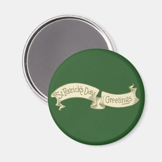 ヴィンテージセントパトリックデーのグリーティングゴールデンバナー マグネット (正面/裏面)