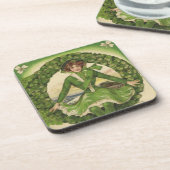 ヴィンテージセントパトリックデー、アイルランドの少女との花輪 コースター (左側)