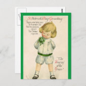 ヴィンテージセントパトリック挨拶かわいい小さな金髪の男の子 ポストカード (正面/裏面)