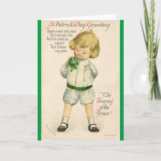 ヴィンテージセントパトリック、かわいい金髪の男の子に挨拶 カード (正面)