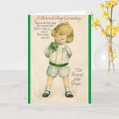 ヴィンテージセントパトリック、かわいい金髪の男の子に挨拶 カード (黄色い花)