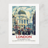 ヴィンテージセントポール大聖堂ロンドン旅行ポスター ポストカード (正面)
