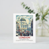 ヴィンテージセントポール大聖堂ロンドン旅行ポスター ポストカード (スタンド正面)