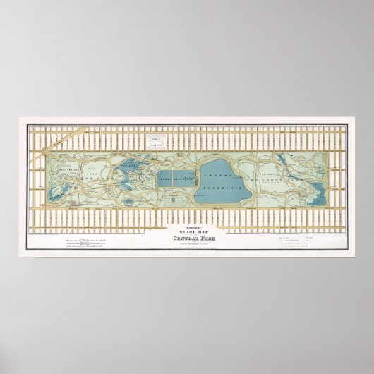 ヴィンテージセントラルパークの地図。ニューヨーク、1875年 ポスター (正面)