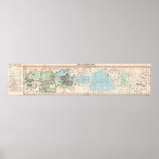 ヴィンテージセントラルパークの地図(1860年) ポスター (正面)