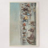 ヴィンテージセントラルパークアイス絵画スケートで滑るズ(1861) ジグソーパズル (縦)