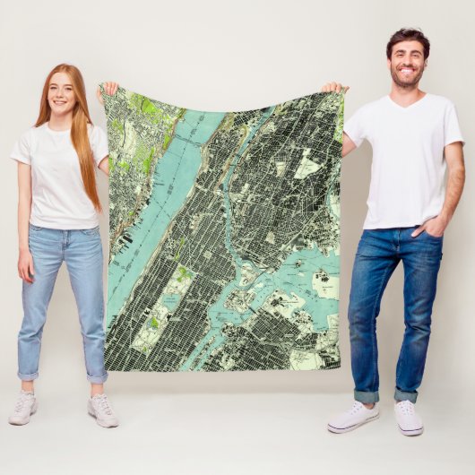 ヴィンテージセントラルパーク&ブロンクスNYマップ(1947年) フリースブランケット (インサイチュ)