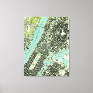 ヴィンテージセントラル・パーク及びブロンクスNY Map (1947年) キャンバスプリント