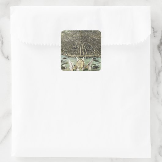 ヴィンテージセントルイスの絵図(1896年) スクエアシール (バッグ)