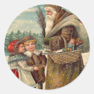 ヴィンテージセント・ニコラスと子供のクリスマス ラウンドシール