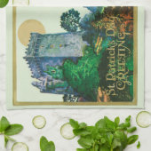 ヴィンテージセント・パトリックの城での一日の挨拶 キッチンタオル (折り畳み)