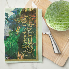 ヴィンテージセント・パトリックの城での一日の挨拶 キッチンタオル