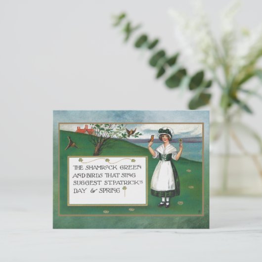 ヴィンテージセント・パトリックの子どもと挨拶の日 ポストカード (スタンド正面)